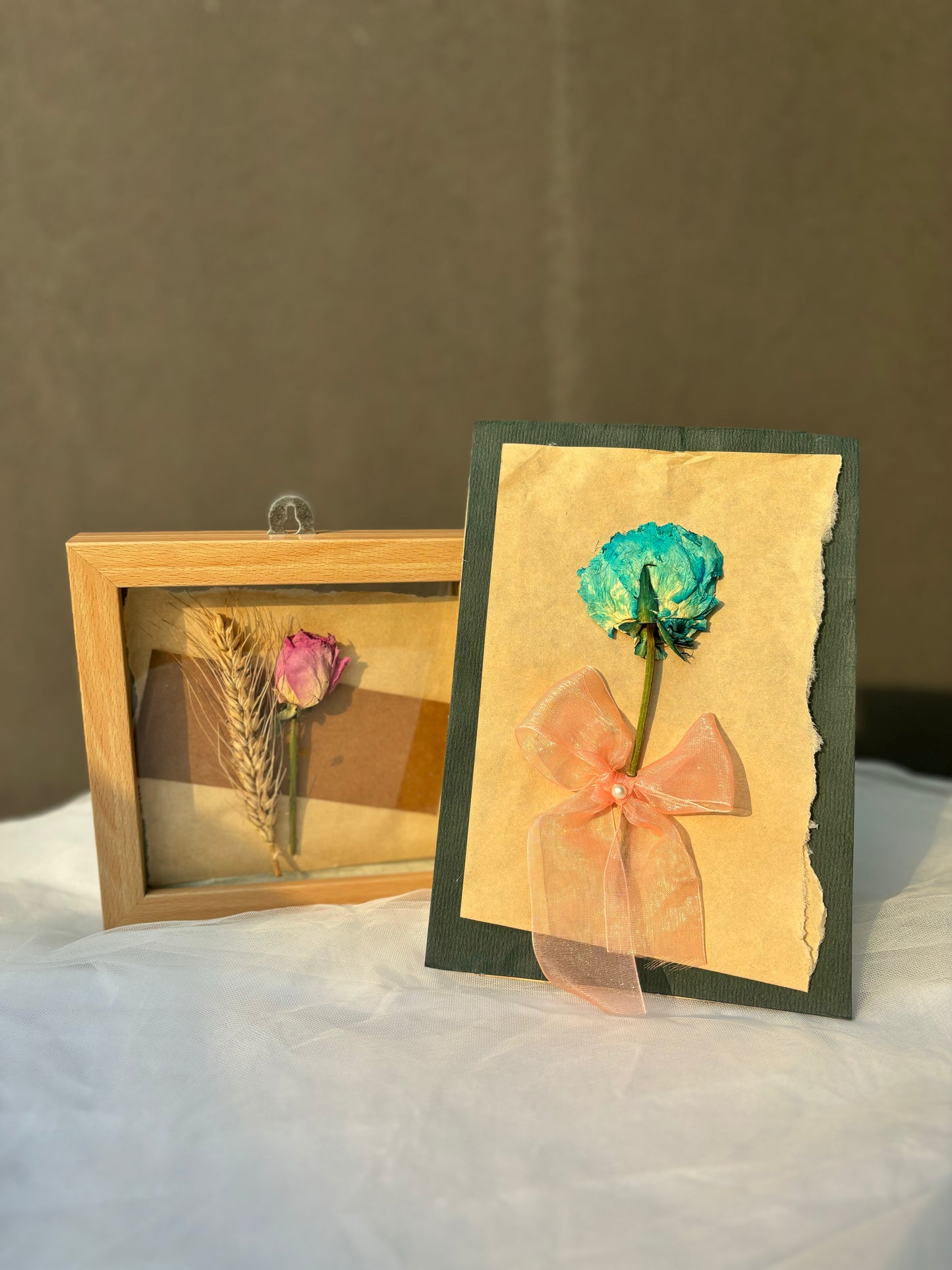 Eternal Bloom: Dried Flower Frame & Postcard Combo