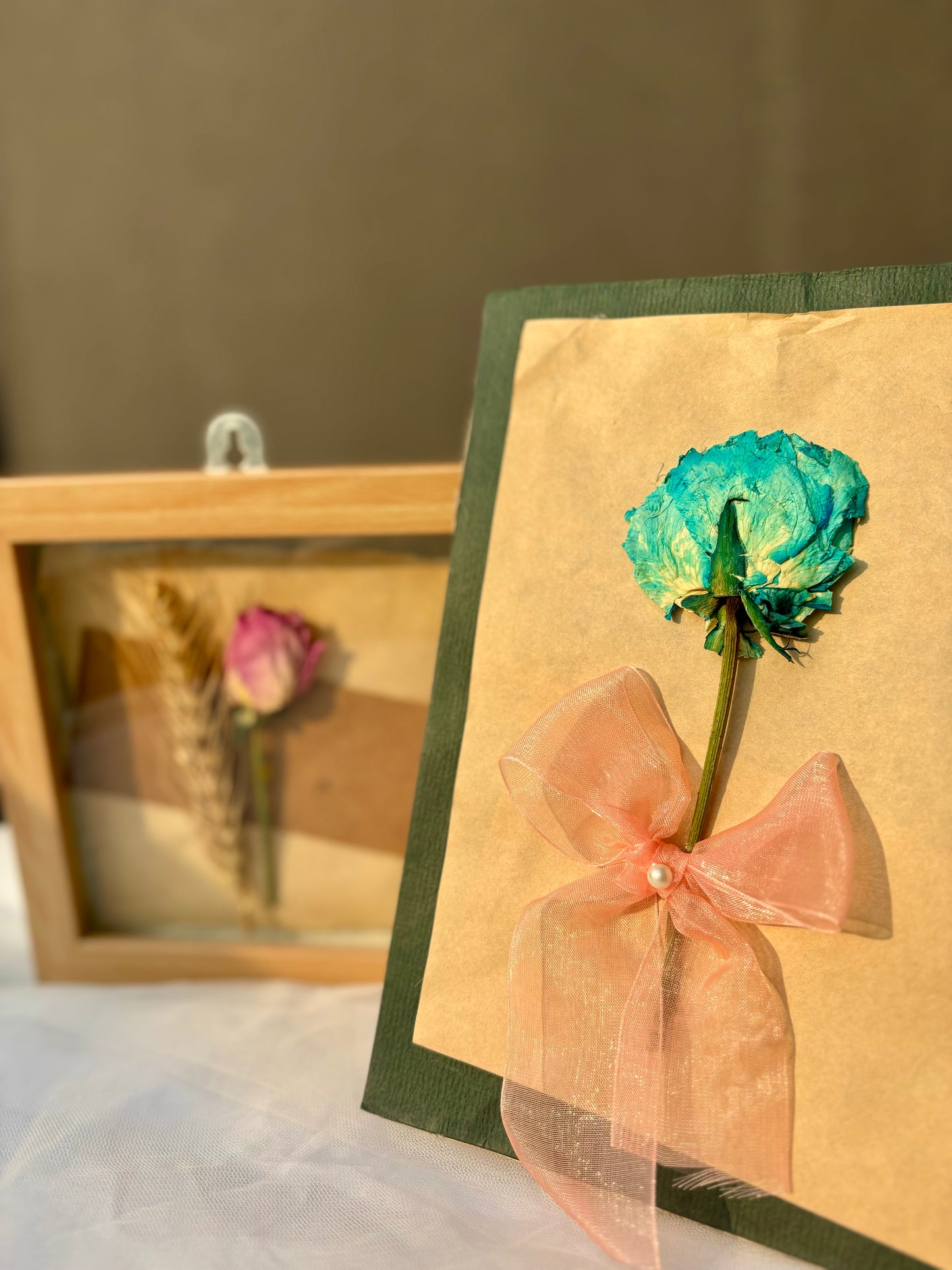 Eternal Bloom: Dried Flower Frame & Postcard Combo