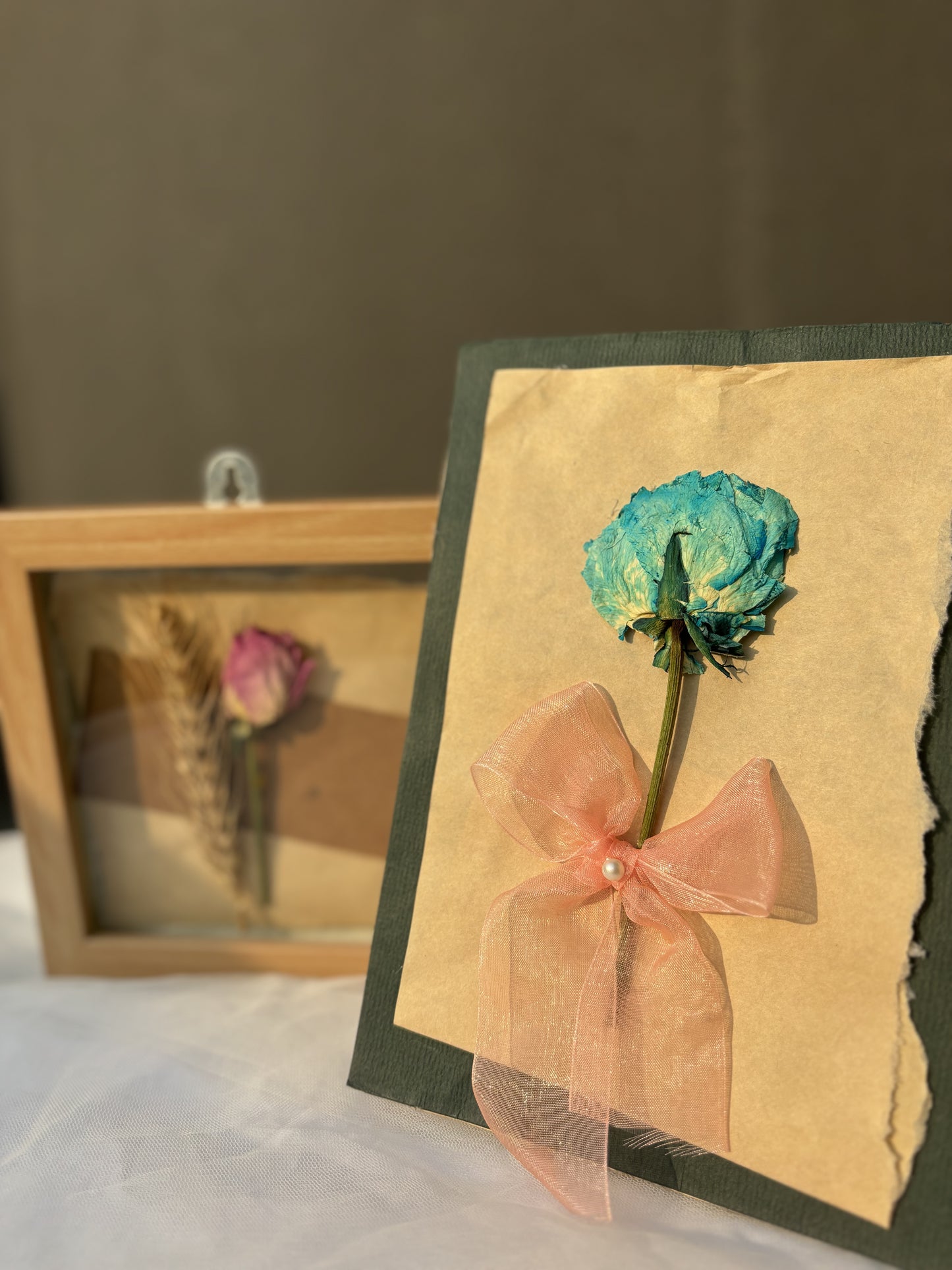Eternal Bloom: Dried Flower Frame & Postcard Combo