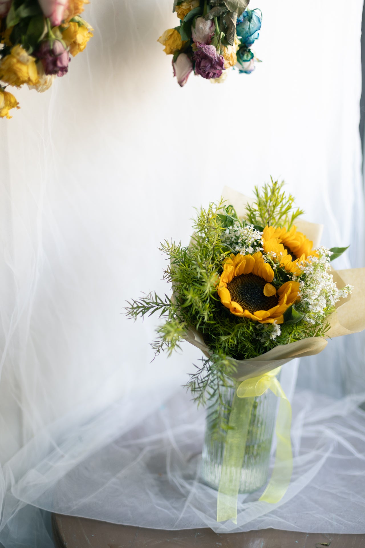 Vintage Sunflowers in a Cone
