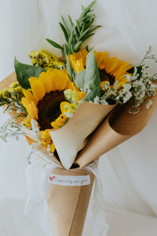 Vintage Sunflowers in a Cone
