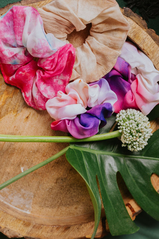 Floral Dyed Scrunchies