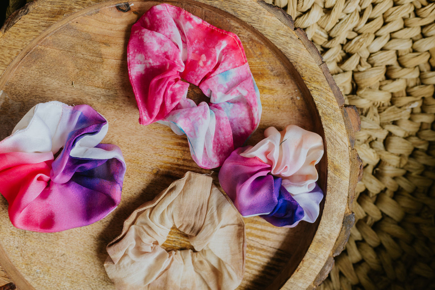 Floral Dyed Scrunchies