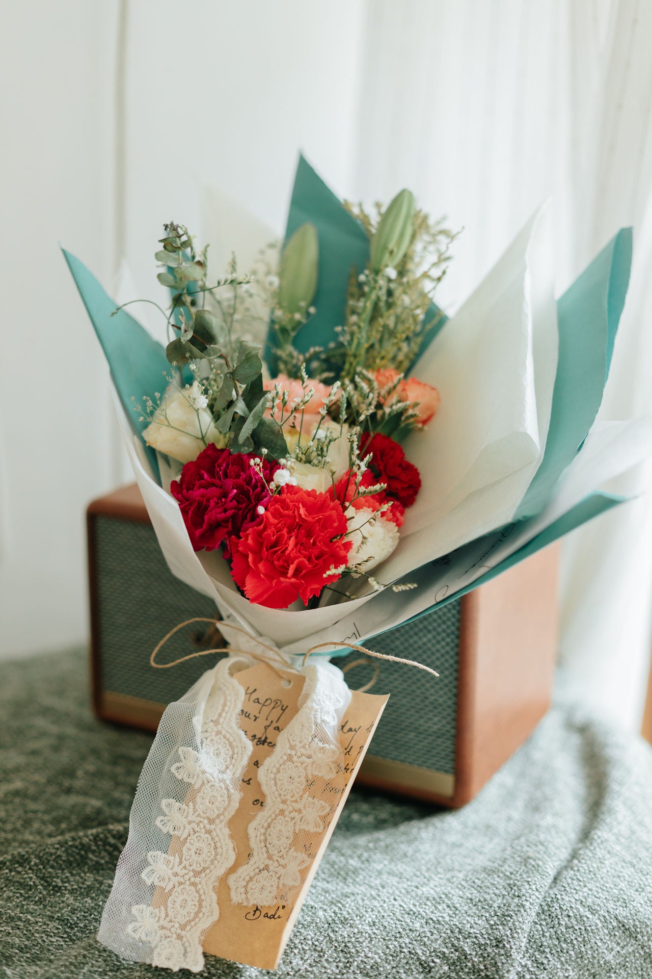 Aqua Carnation Bunch