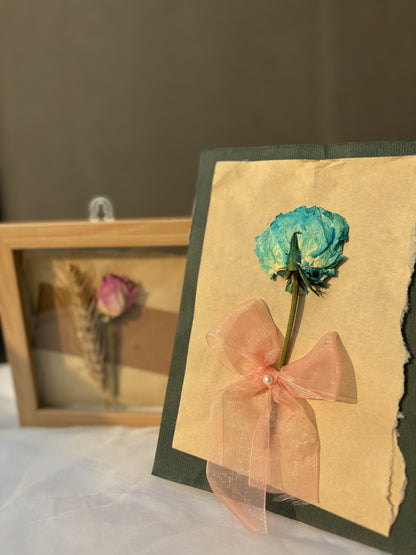 Eternal Bloom: Dried Flower Frame & Postcard Combo