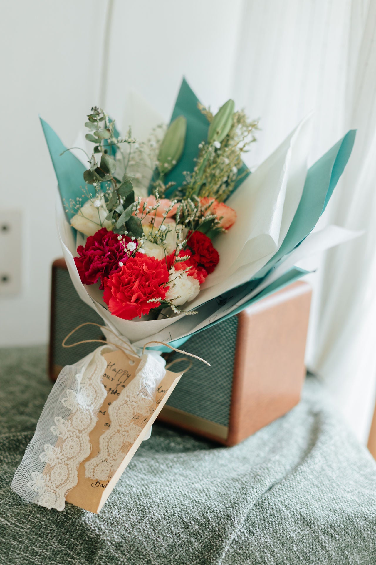 Aqua Carnation Bunch