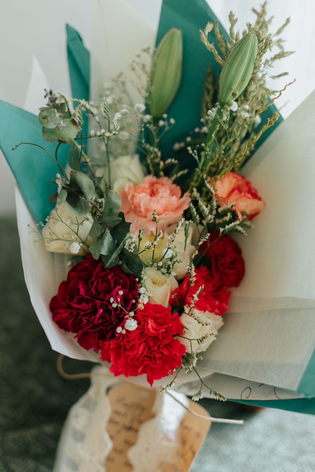 Aqua Carnation Bunch