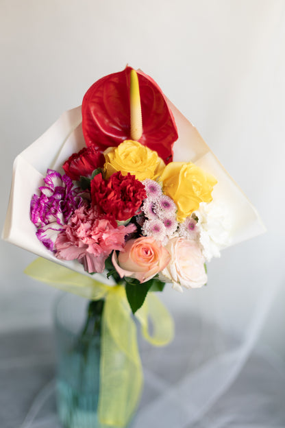 Bold Heart – Roses, Carnations & Anthurium Bunch