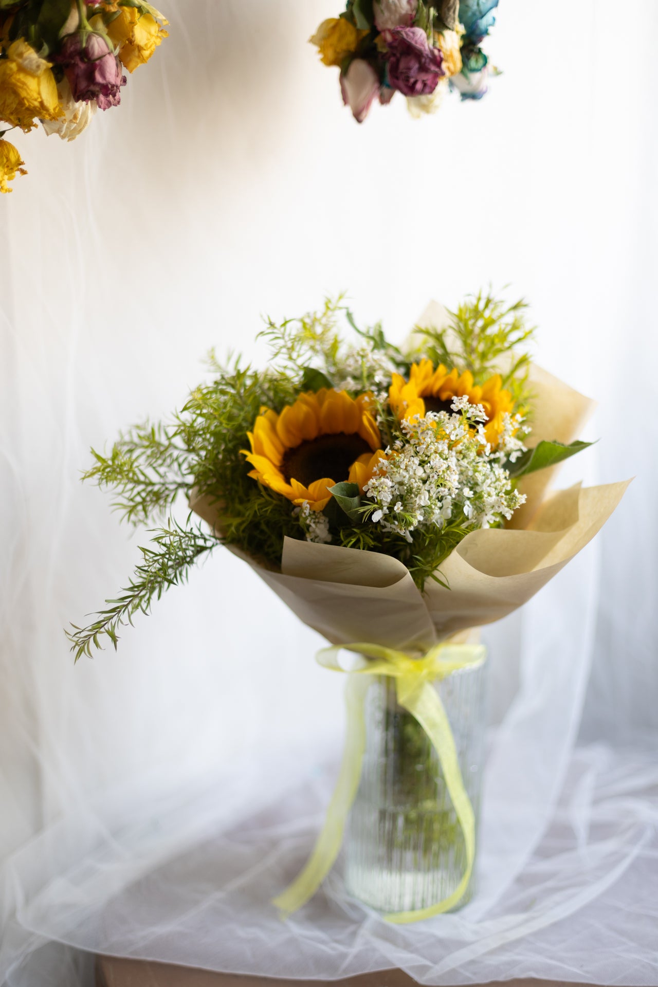 Vintage Sunflowers (With Vase)