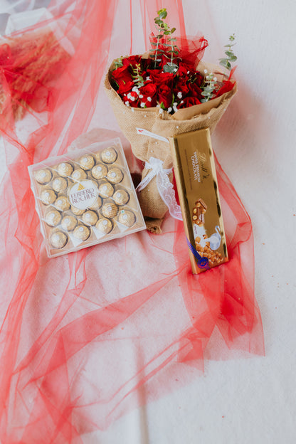 Rustic Romance – Red Roses & Chocolates